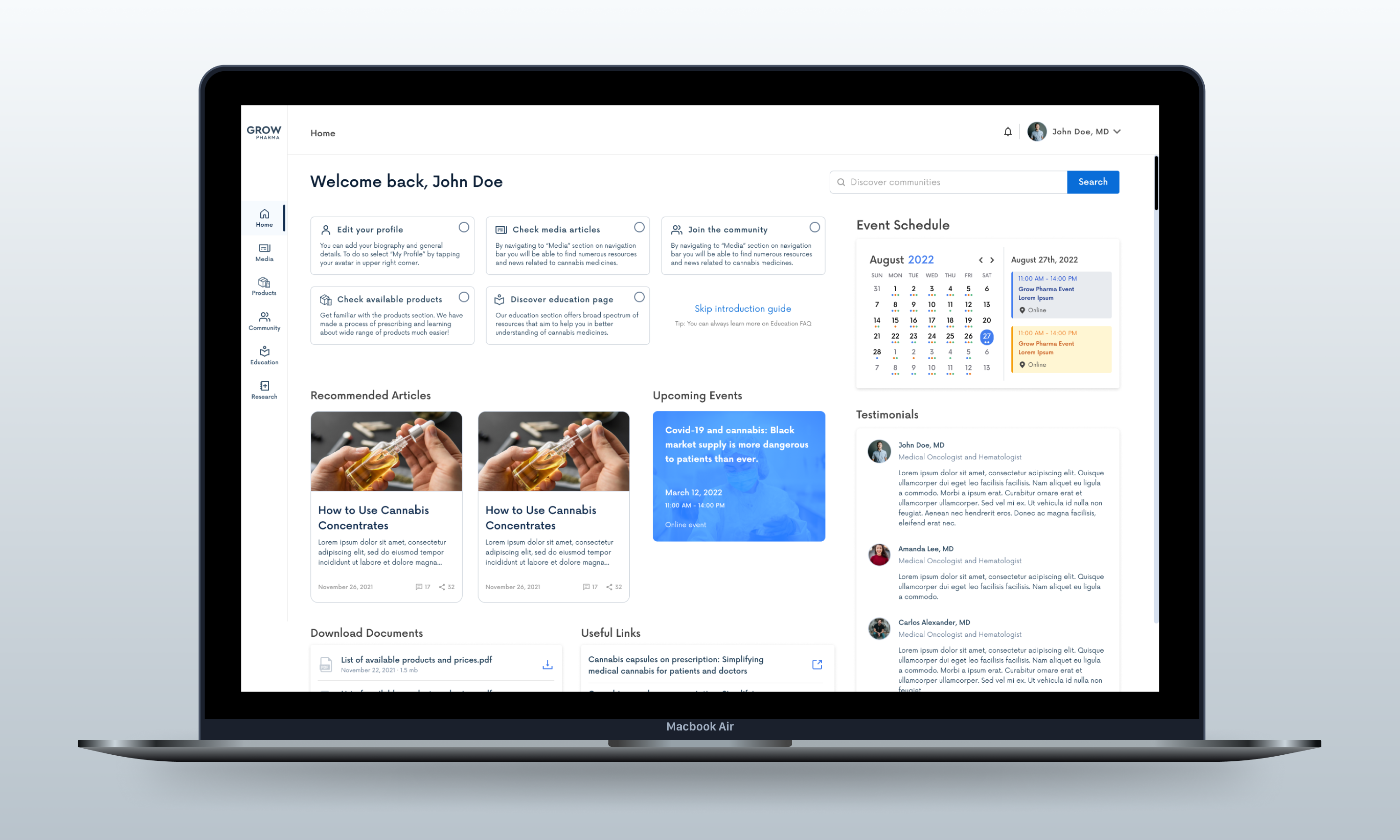Grow Pharma's Doctors Portal: A Secure, User-Centric Platform for Medical Cannabis Education & Prescription Management